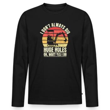 Retro Bagger Spruch Baggerfahrer Baustelle - Männer Premium Bio Langarmshirt - Schwarz - Vorne - Nico (187cm)