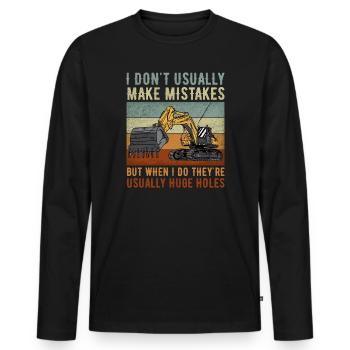 Retro Excavator Slogan Excavator Driver Construction Site - Men's Premium Organic Long Sleeve Shirt - black - Front - Nico (187cm)