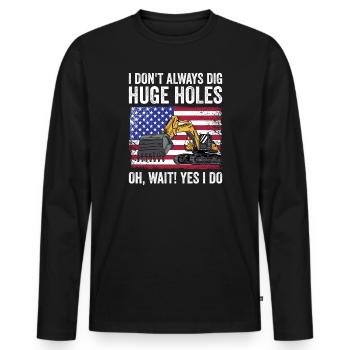 Retro Excavator Slogan Excavator Driver Construction Site - T-shirt manches longues Premium bio Homme - noir - Devant - Nico (187cm)