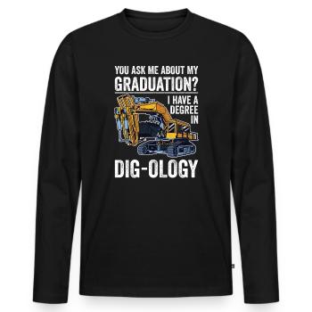 Retro Excavator Slogan Excavator Driver Construction Site - Men's Premium Organic Long Sleeve Shirt - black - Front - Nico (187cm)