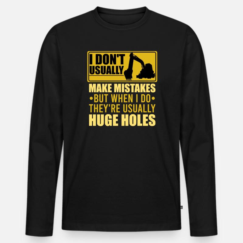Retro Bagger Spruch Baggerfahrer Baustelle - Männer Premium Bio Langarmshirt - Schwarz