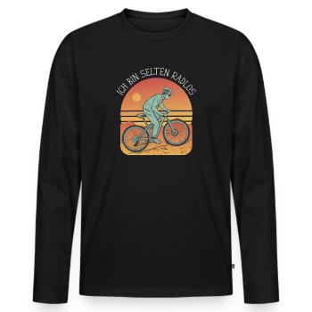 MTB Fahrer Mountainbike Ich Bin Selten Radlos - Männer Premium Bio Langarmshirt - Schwarz - Vorne - Nico (187cm)
