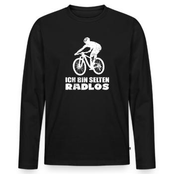 MTB Fahrer Mountainbike Ich Bin Selten Radlos - Männer Premium Bio Langarmshirt - Schwarz - Vorne - Nico (187cm)