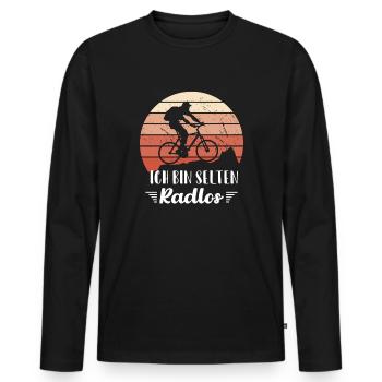 MTB Fahrer Mountainbike Ich Bin Selten Radlos - Männer Premium Bio Langarmshirt - Schwarz - Vorne - Nico (187cm)