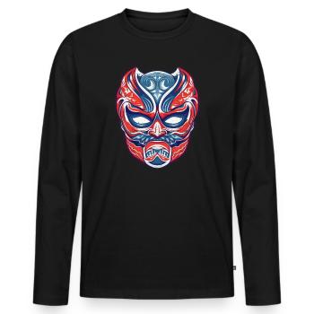 Lucha Libre Masque de Lutte Mexicaine Luchador - T-shirt manches longues Premium bio Homme - noir - Devant - Nico (187cm)