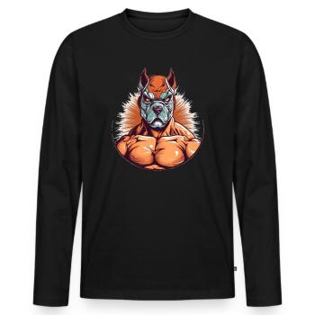 Lucha Libre Masque de Lutte Mexicaine Luchador - T-shirt manches longues Premium bio Homme - noir - Devant - Nico (187cm)