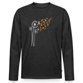 Conure Dandelion Flower For Dandelions and Parrot - Men's Premium Organic Long Sleeve Shirt - heather anthracite - Front - Nico (187cm)