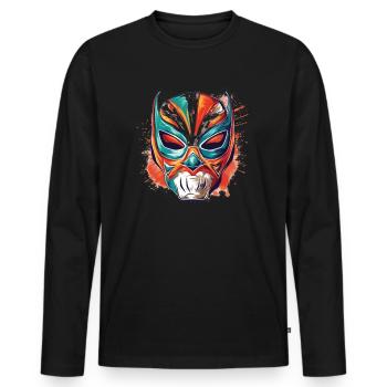 Lucha Libre Masque de Lutte Mexicaine Luchador - T-shirt manches longues Premium bio Homme - noir - Devant - Nico (187cm)