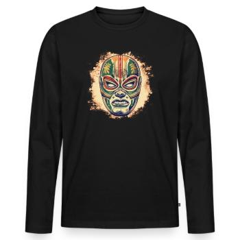 Lucha Libre Masque de Lutte Mexicaine Luchador - T-shirt manches longues Premium bio Homme - noir - Devant - Nico (187cm)