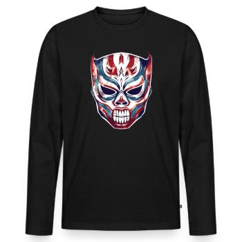 Lucha Libre Mexikanische Wrestling Maske Luchador - Männer Premium Bio Langarmshirt - Schwarz - Vorne - Nico (187cm)