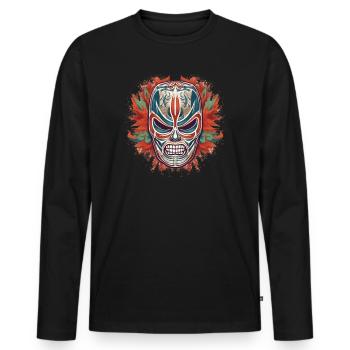 Lucha Libre Masque de Lutte Mexicaine Luchador - T-shirt manches longues Premium bio Homme - noir - Devant - Nico (187cm)