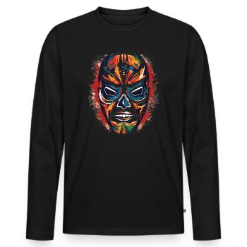 Lucha Libre Mexikanische Wrestling Maske Luchador - Männer Premium Bio Langarmshirt - Schwarz - Vorne - Nico (187cm)
