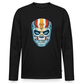 Lucha Libre Masque de Lutte Mexicaine Luchador - T-shirt manches longues Premium bio Homme - noir - Devant - Nico (187cm)