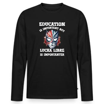 Lucha Libre Masque de Lutte Mexicaine Luchador - T-shirt manches longues Premium bio Homme - noir - Devant - Nico (187cm)