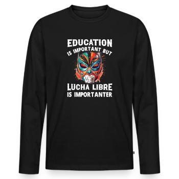 Lucha Libre Mexikanische Wrestling Maske Luchador - Männer Premium Bio Langarmshirt - Schwarz - Vorne - Nico (187cm)