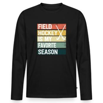 Field hockey is my favorite season indoor hockey - Men's Premium Organic Long Sleeve Shirt - black - Front - Nico (187cm)