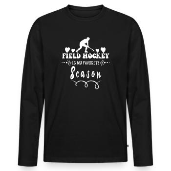 Le hockey sur gazon est ma saison préférée de hockey en salle - T-shirt manches longues Premium bio Homme - noir - Devant - Nico (187cm)