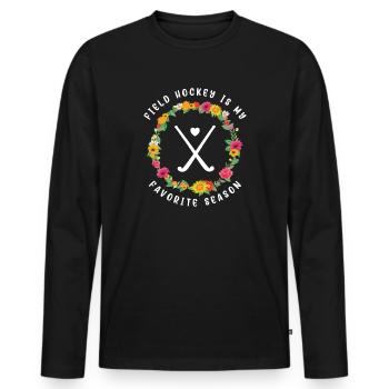 Le hockey sur gazon est ma saison préférée de hockey en salle - T-shirt manches longues Premium bio Homme - noir - Devant - Nico (187cm)
