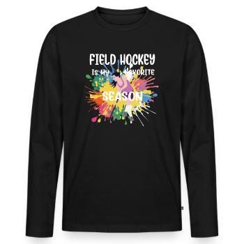 Le hockey sur gazon est ma saison préférée de hockey en salle - T-shirt manches longues Premium bio Homme - noir - Devant - Nico (187cm)