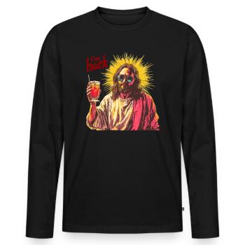 Jesus Christ Easter, I'm Back Party - Men's Premium Organic Long Sleeve Shirt - black - Front - Nico (187cm)
