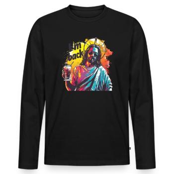 Jesus Christ Easter I'm Back Party - Men's Premium Organic Long Sleeve Shirt - black - Front - Nico (187cm)