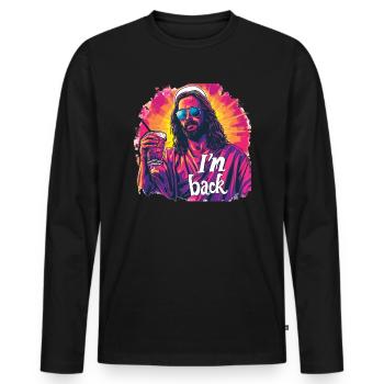 Jesus Christ Easter, I'm Back Party - Men's Premium Organic Long Sleeve Shirt - black - Front - Nico (187cm)