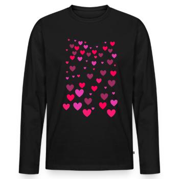 Herzen, Herz,rote herzen, rote Herzen - Männer Premium Bio Langarmshirt - Schwarz - Vorne - Nico (187cm)