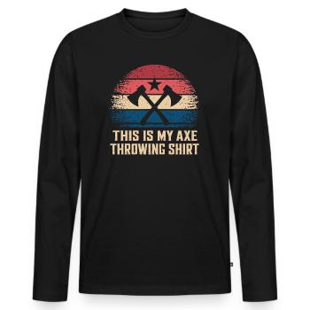 Axtwerfen Retro - Männer Premium Bio Langarmshirt - Schwarz - Vorne - Nico (187cm)