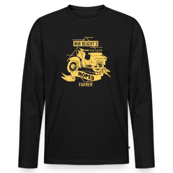Schwalbe Simson Suhl - gehe moped fahren - Männer Premium Bio Langarmshirt - Schwarz - Vorne - Nico (187cm)
