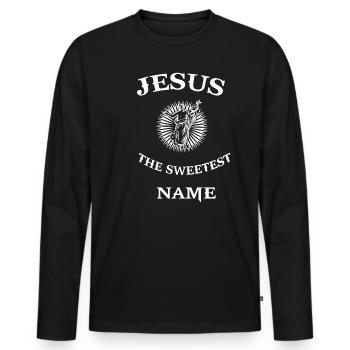 Jesus Christus Spruch Christentum Religion Gott - Männer Premium Bio Langarmshirt - Schwarz - Vorne - Nico (187cm)