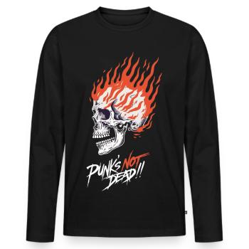 Crâne en Flammes Punk’s Not Dead – Burning Skull - T-shirt manches longues Premium bio Homme - noir - Devant - Nico (187cm)