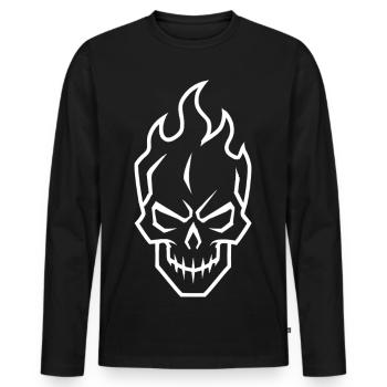 Flaming Skull Silhouette Gamer Icon - Men's Premium Organic Long Sleeve Shirt - black - Front - Nico (187cm)