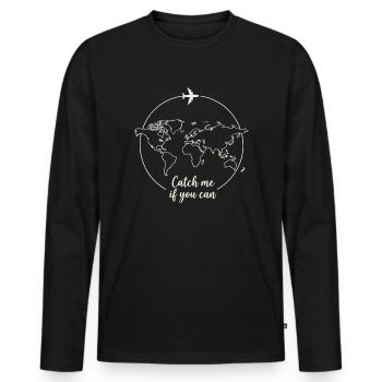 Catch me Travel Design - Men's Premium Organic Long Sleeve Shirt - black - Front - Nico (187cm)