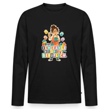 Ich zähle bis drei Beruflich – Erzieherin - Männer Premium Bio Langarmshirt - Schwarz - Vorne - Nico (187cm)