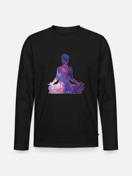 Yoga Meditation Universe - Men's Premium Organic Long Sleeve Shirt - black