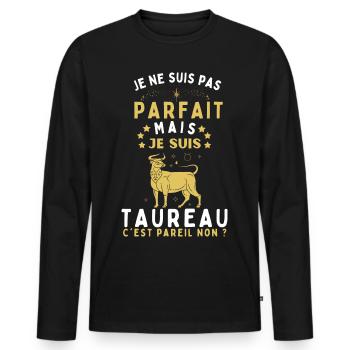Astrologie taureau homme humour - T-shirt manches longues Premium bio Homme - noir - Devant - Nico (187cm)