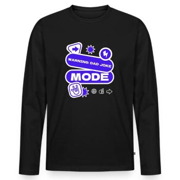 Warning: Dad Joke Mode - Men's Premium Organic Long Sleeve Shirt - black - Front - Nico (187cm)