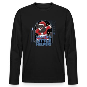 Santa's Little Helper Christmas Cat Christmas - Men's Premium Organic Long Sleeve Shirt - black - Front - Nico (187cm)