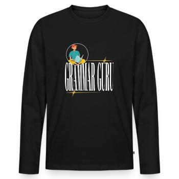Grammar Guru Teacher Gift School - Men's Premium Organic Long Sleeve Shirt - black - Front - Nico (187cm)