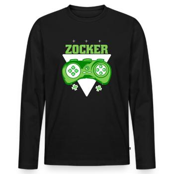 Zocker Controller Gaming Gamer Geschenk Spruch - Männer Premium Bio Langarmshirt - Schwarz - Vorne - Nico (187cm)