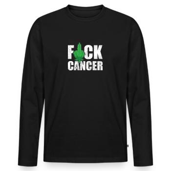 Fuck Cancer Cannabis Leaf THC CBD Healthcare Weed - Men's Premium Organic Long Sleeve Shirt - black - Front - Nico (187cm)