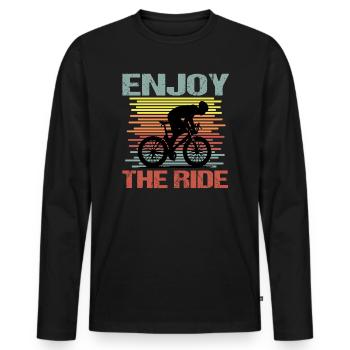 Bike Riding Man Enjoy the Ride - Men's Premium Organic Long Sleeve Shirt - black - Front - Nico (187cm)
