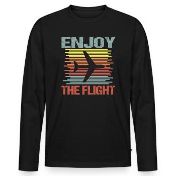 Airplane Fly Vacation - T-shirt manches longues Premium bio Homme - noir - Devant - Nico (187cm)