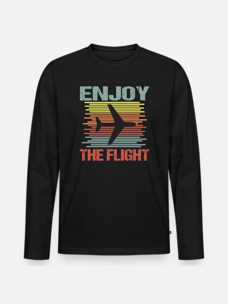Airplane Fly Vacation - Men's Premium Organic Long Sleeve Shirt - black