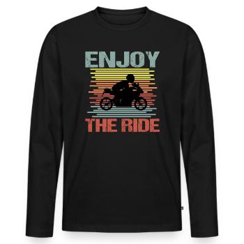 Biker motorcyclist retro vintage - T-shirt manches longues Premium bio Homme - noir - Devant - Nico (187cm)