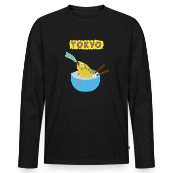 Japan Art Style - Men's Premium Organic Long Sleeve Shirt - black - Front - Nico (187cm)