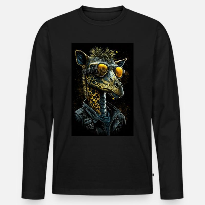 Cool Punk Giraffe - Men's Premium Organic Long Sleeve Shirt - black
