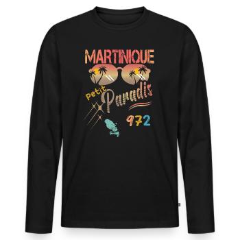 Idee cadeau La Martinique un petit paradis - T-shirt manches longues Premium bio Homme - noir - Devant - Nico (187cm)