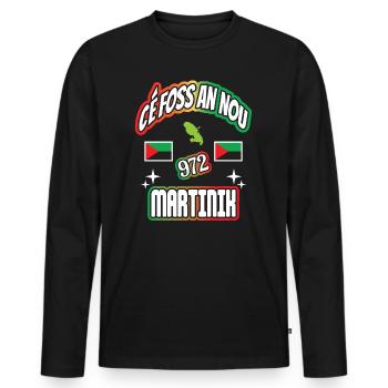 cadeau Cé Foss An Nou 972 Martinik - T-shirt manches longues Premium bio Homme - noir - Devant - Nico (187cm)