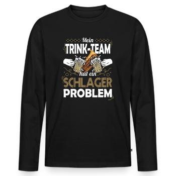 Mein Trink-Team hat ein Schlager Problem - Männer Premium Bio Langarmshirt - Schwarz - Vorne - Nico (187cm)